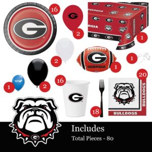 University of Georgia Party Supplies Bundle | University of Georgia Graduation Party Supplies | University of Georgia Tailgating Party Supplies (Tailgate Pack for 16)