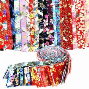 pizarra 40 PCS Jelly Cotton Fabric Quilting Strips DIY Sewing Craft Fabric Bundle Patchwork Supplies 6.5X50cm