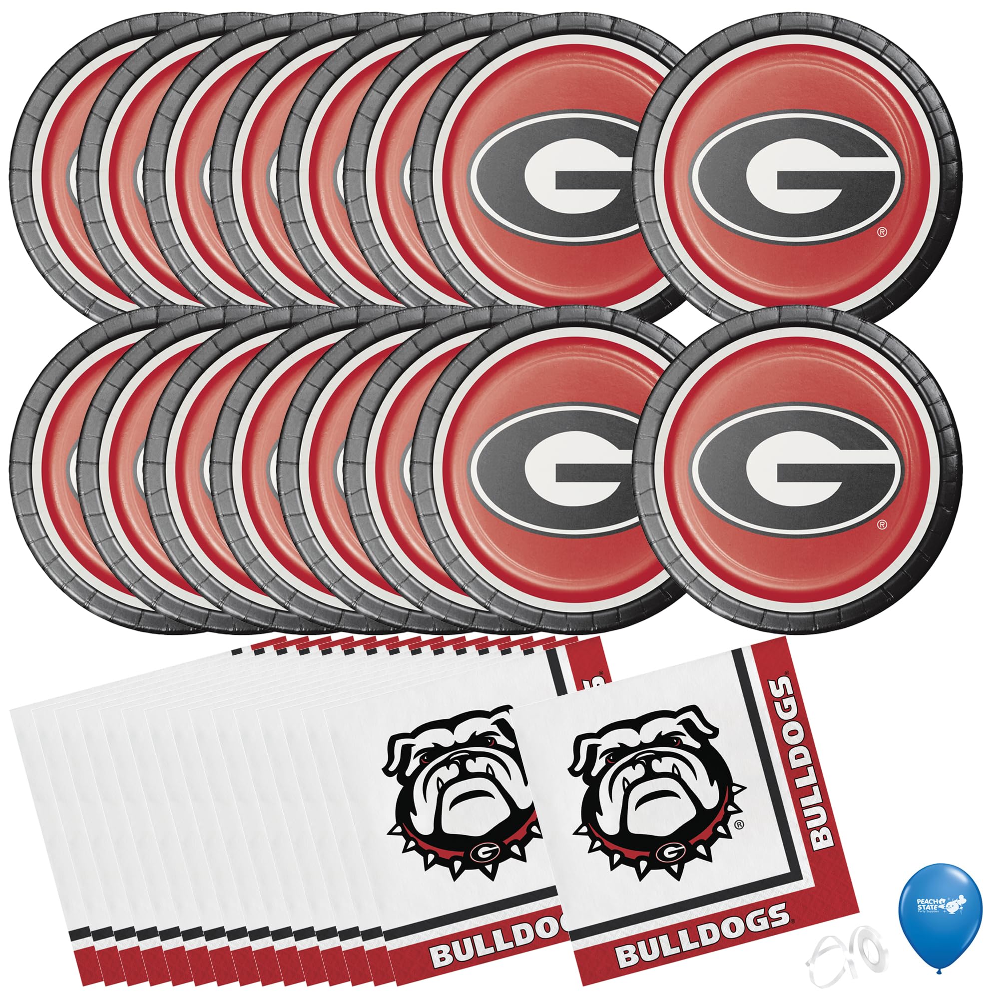 University of Georgia Party Supplies Bundle | University of Georgia Graduation Party Supplies | University of Georgia Tailgate Party Supplies (Pack for 16)