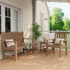 Stoog Patio Chair, All-Weather Outdoor Chairs with 400 lbs Weight Capacity, Looks Like Real Wood, for Patio, Deck, Pool and Backyard, Teak