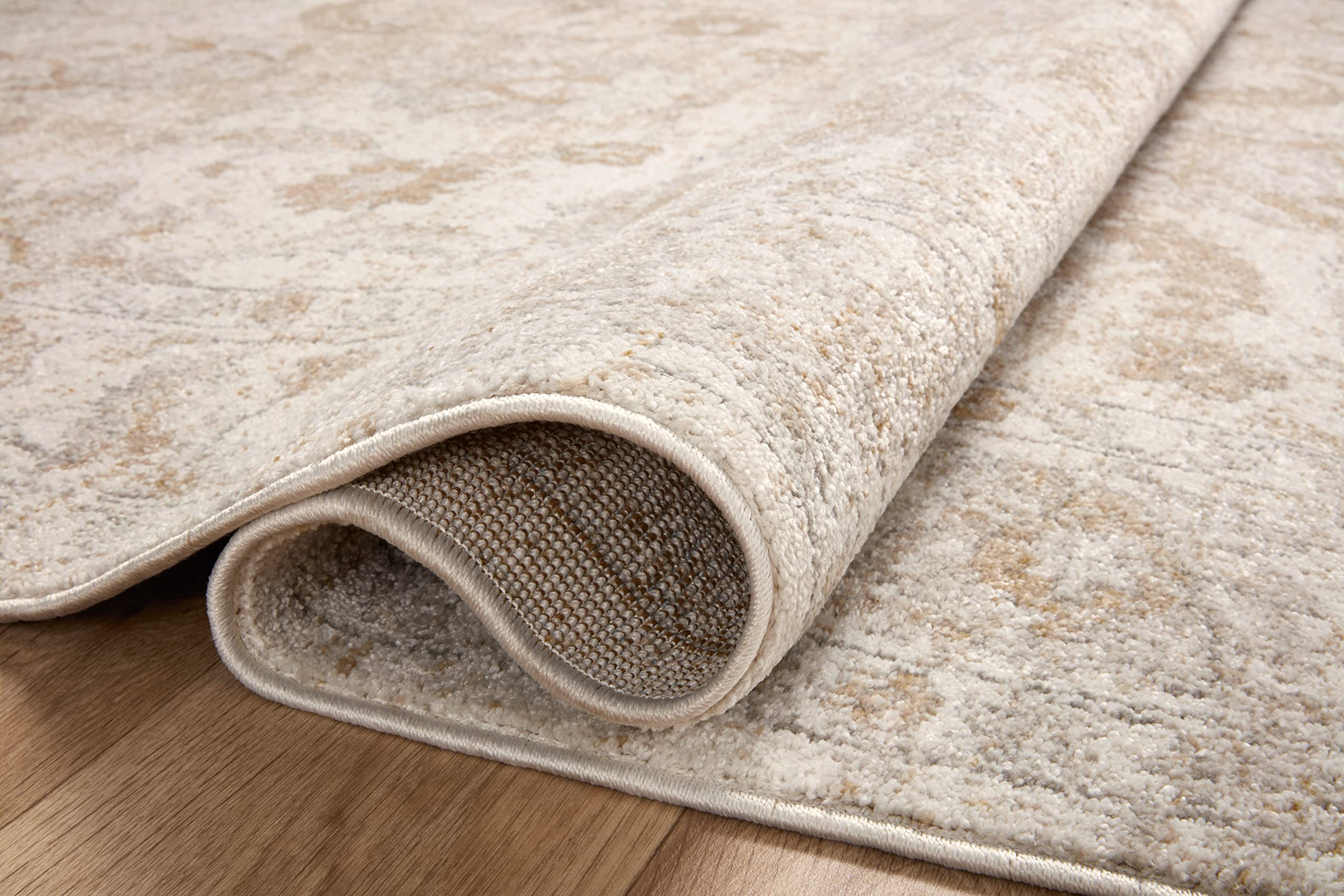 Loloi Odette Collection 6'-7" x 9'-6" Area Rug in Ivory/Beige - Designer Long Runner Rug, Neutral Runner Rug for Hallways & Entryways, High-Traffic Area Rug