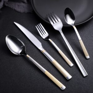 20-Piece Silverware Set Stainless Steel Flatware Set for 4 Kitchen Utensil Cutlery Sets Includes Forks Spoons Knives for Home Restaurant Hotel