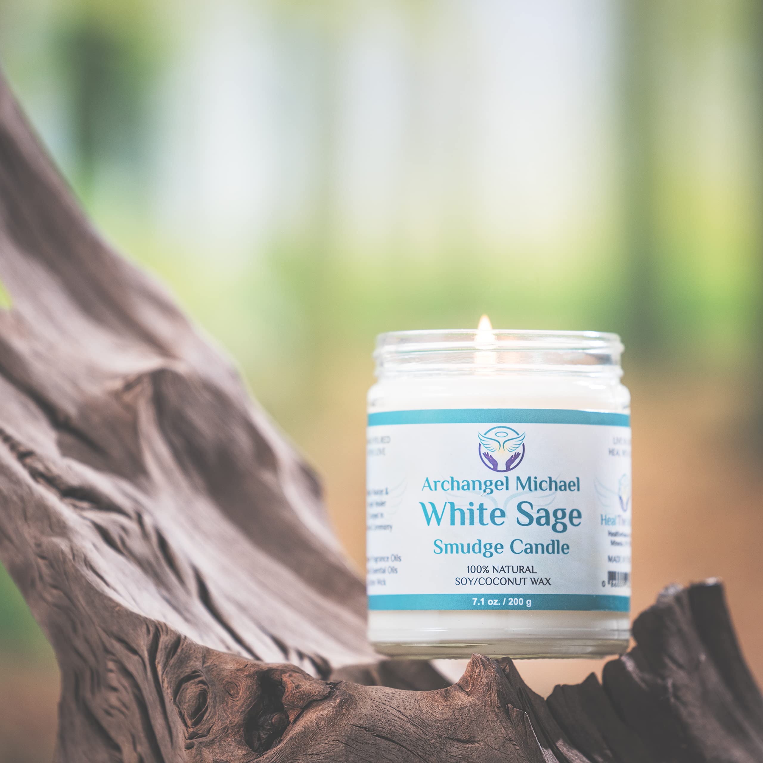 Heal The Masses White Sage Candles for Cleansing House Chakra Healing | Energy Cleansing Smudge Candle | Natural Aromatherapy Candle | Sage for Cleansing House Negative Energy (7 oz) (White Sage)