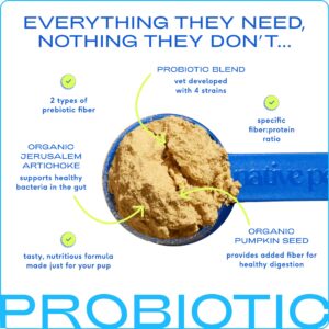 Native Pet Probiotic for Dogs - Vet Created Probiotic Powder for Dogs Digestive Issues - Probiotic Powder + Prebiotic + Bone Broth Powder Pet Food for Dog Stomach Relief - 232 Gram 6 Billion CFU 4.1oz