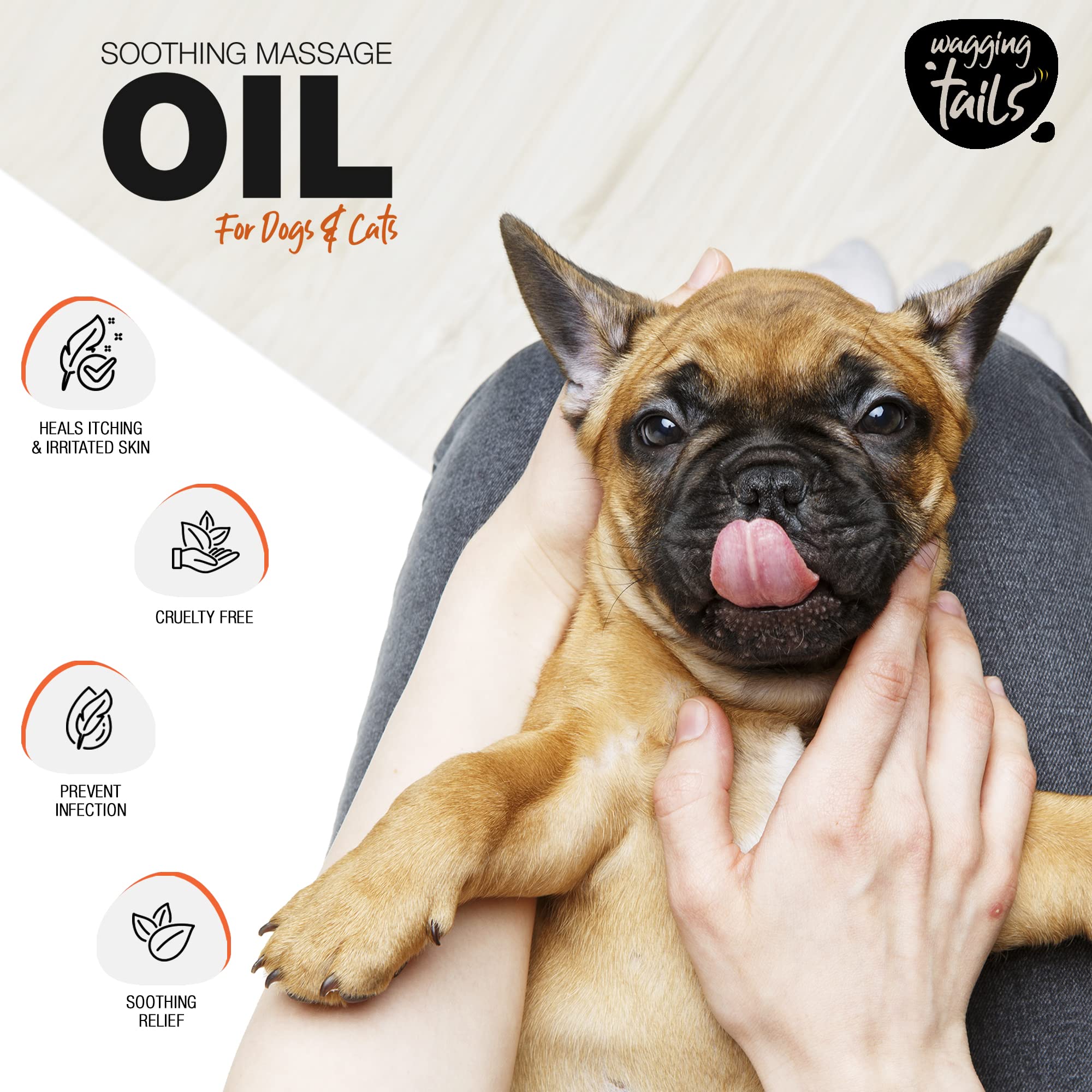 Wagging Tails 6-in-1 Soothing Oil 6.76 fl oz for Dogs | All Natural Ingredients Coconut Oil and Vitamin E Help Control Hair Fall & Improve Coat Shine and Softness