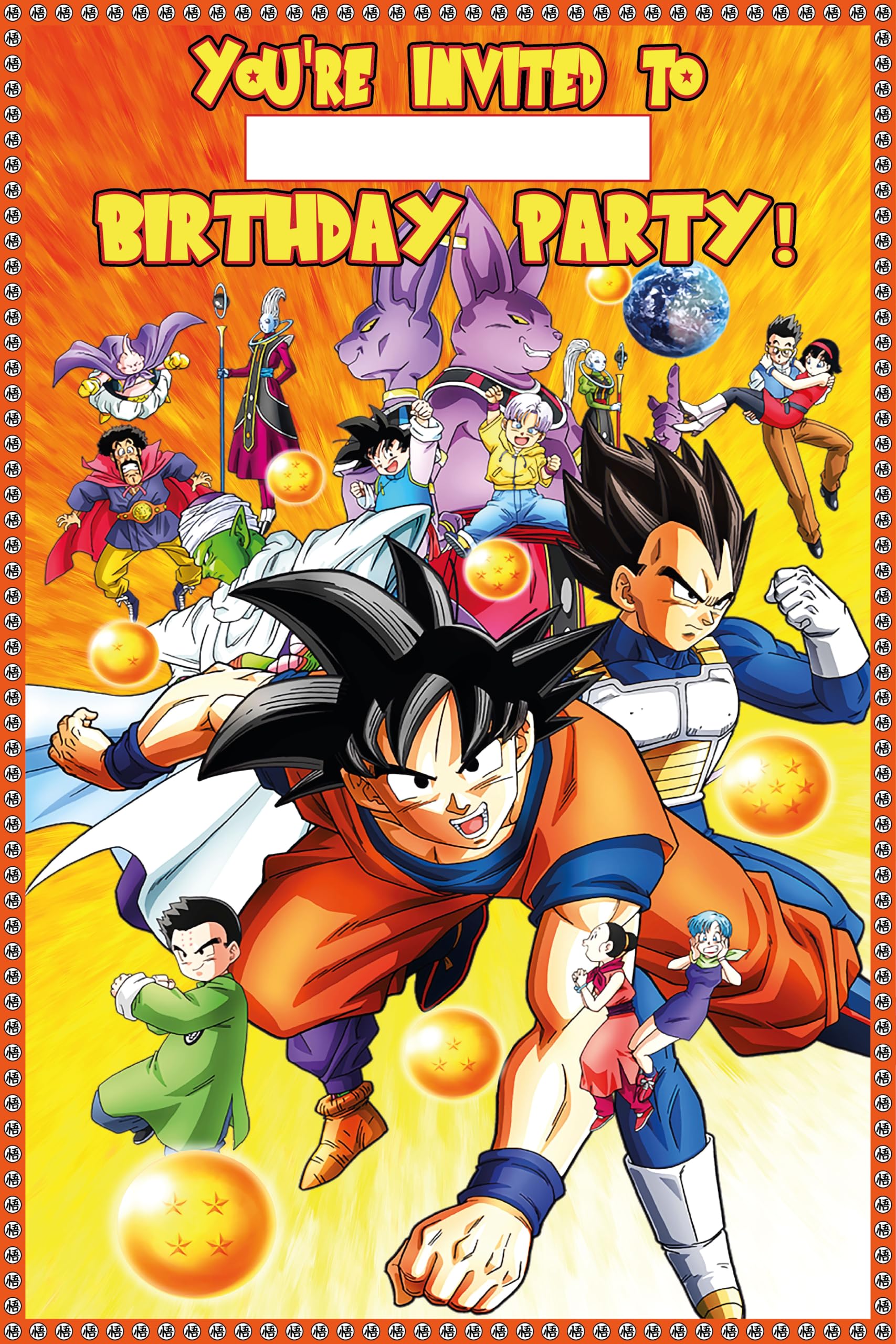 NATURAL BEHAVIOUR Set of 20 Anime Cartoon Ball-Themed Happy Birthday Invitation Cards & Envelopes - Lightweight (240g), Postcard Style Invites for the Perfect Party Pack