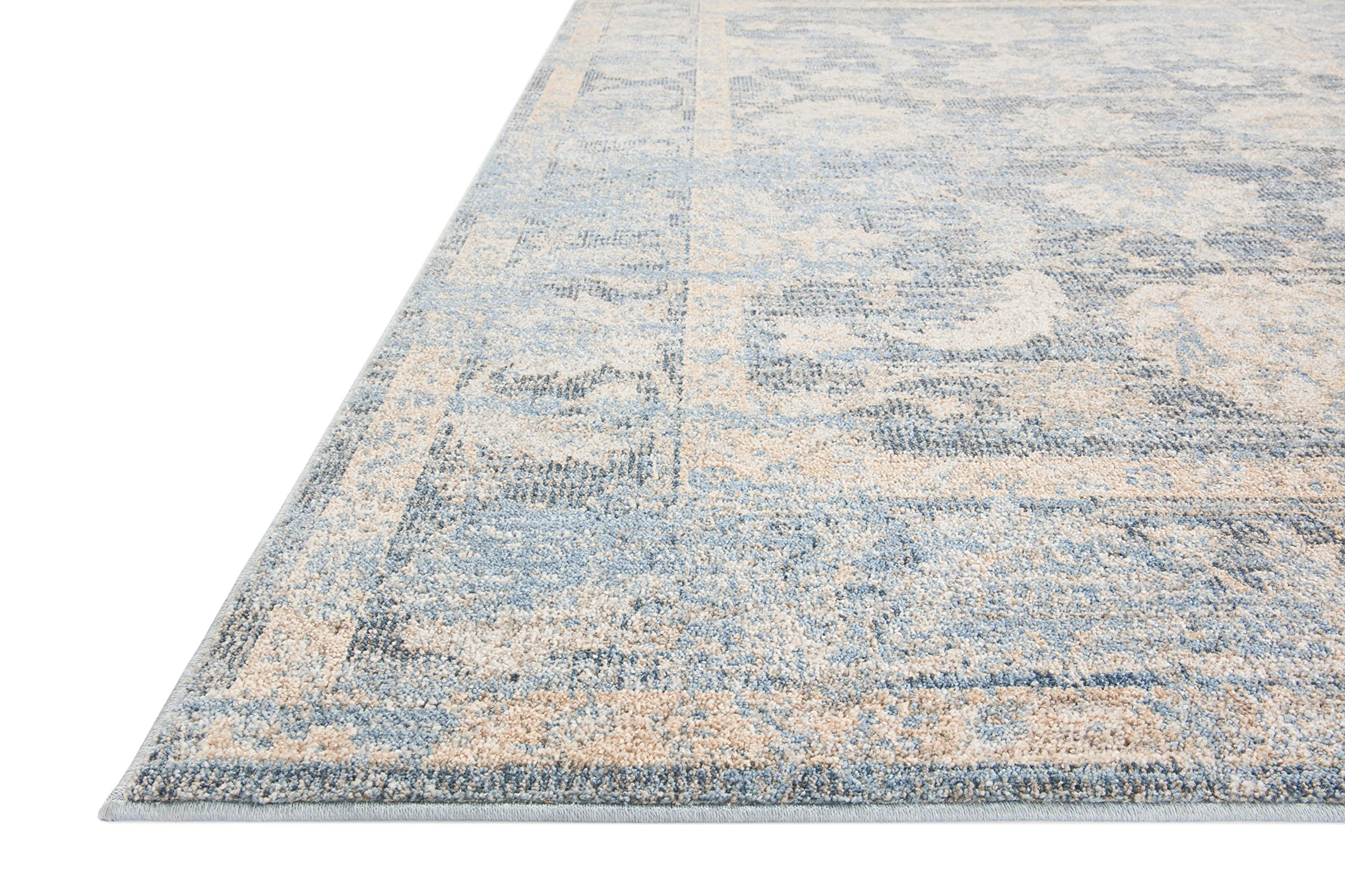 Loloi Odette Collection 5'-3" x 7'-9" Area Rug in Sky/Beige - Designer Long Runner Rug, Neutral Runner Rug for Hallways & Entryways, High-Traffic Area Rug