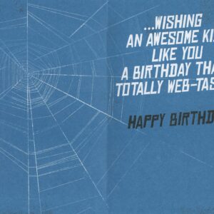 Happy Birthday Greeting Card Featuring Spider-Man: Just Your Friendly Neighborhood Spider-Man Wishing an Awesome Kid Like You A Birthday That's Totally Web-Tastic!