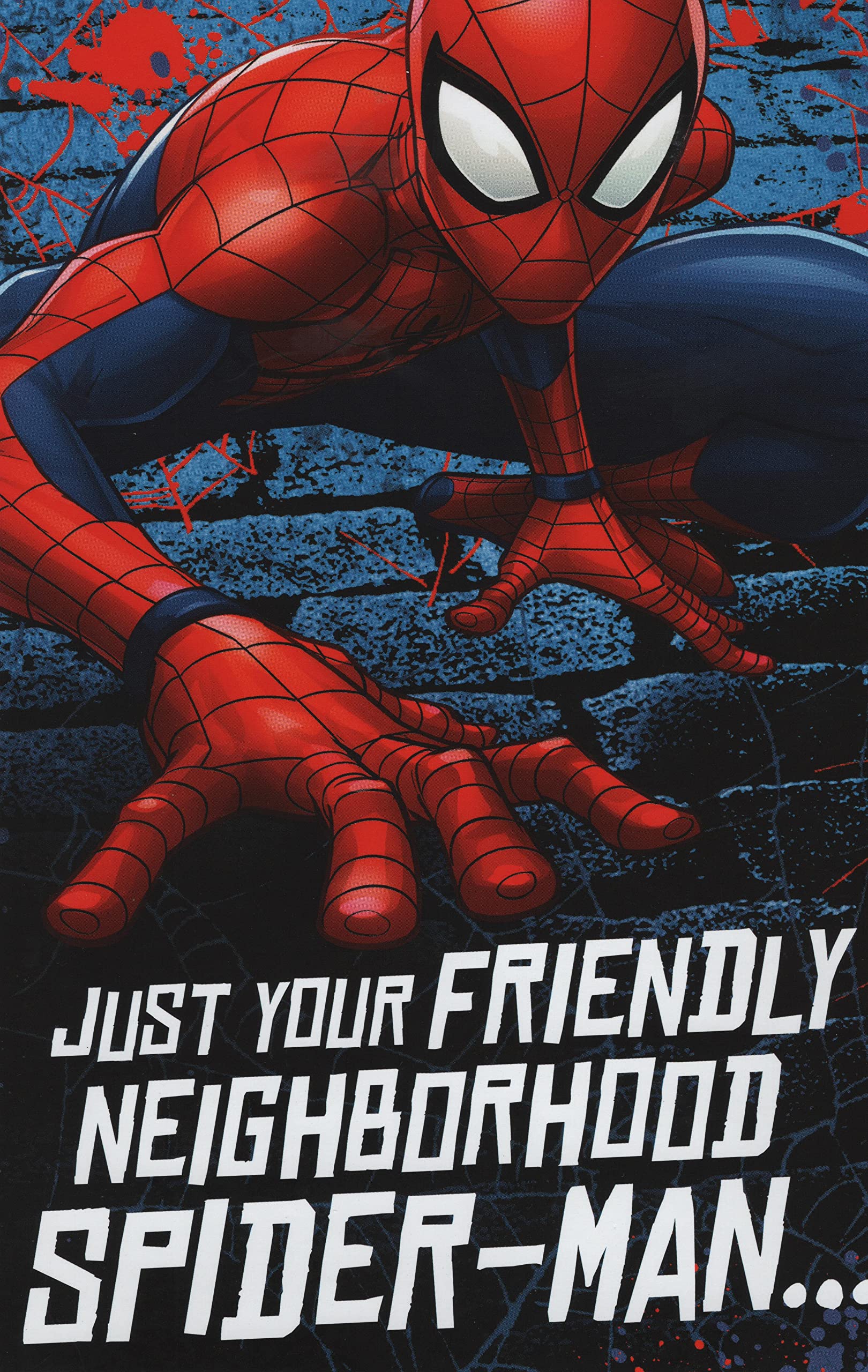 Happy Birthday Greeting Card Featuring Spider-Man: Just Your Friendly Neighborhood Spider-Man Wishing an Awesome Kid Like You A Birthday That's Totally Web-Tastic!