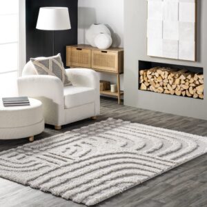 nuloom maureen modern shag area rug, 8x10, beige