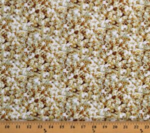 cotton popcorn snacks food favorite foods cotton fabric print by the yard (384butter)