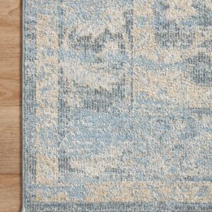 Loloi Odette Collection 5'-3" x 7'-9" Area Rug in Sky/Beige - Designer Long Runner Rug, Neutral Runner Rug for Hallways & Entryways, High-Traffic Area Rug