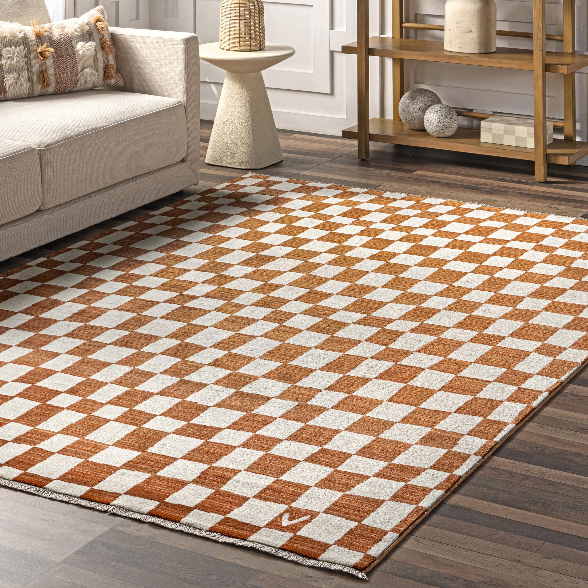 nuLOOM Fringed Performance Indoor Area Rug, Power Loomed, Easy Clean, Durable, Non-Shed, 4' x 6', Dominique Orange