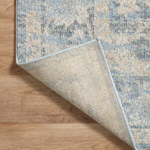 Loloi Odette Collection 5'-3" x 7'-9" Area Rug in Sky/Beige - Designer Long Runner Rug, Neutral Runner Rug for Hallways & Entryways, High-Traffic Area Rug