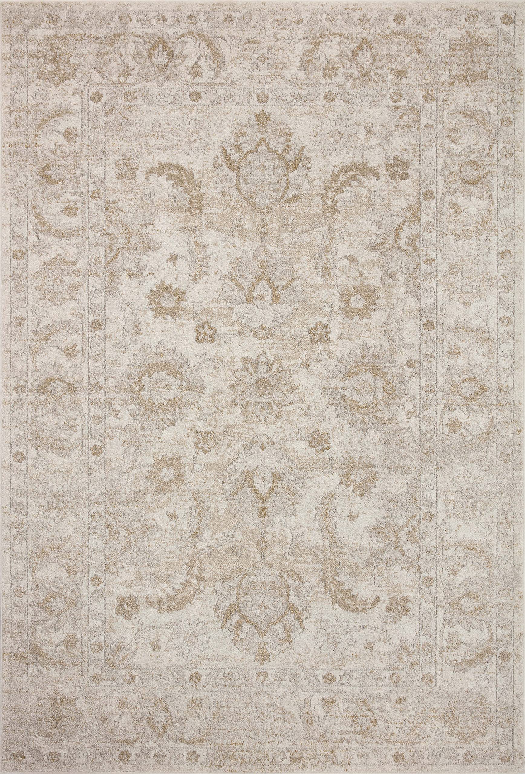 Loloi Odette Collection 6'-7" x 9'-6" Area Rug in Ivory/Beige - Designer Long Runner Rug, Neutral Runner Rug for Hallways & Entryways, High-Traffic Area Rug