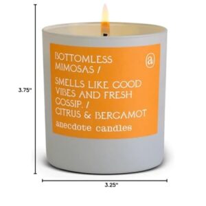 Anecdote Candles 'Bottomless Mimosas' Coconut Soy Wax Candle | Premium Hand Poured & Long Burning | Citrus & Bergamot Scent | Phthalate-Free | for Home, Office, Gift - 9 Oz