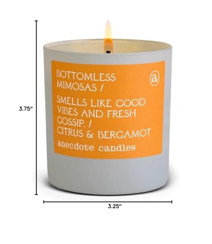 Anecdote Candles 'Bottomless Mimosas' Coconut Soy Wax Candle | Premium Hand Poured & Long Burning | Citrus & Bergamot Scent | Phthalate-Free | for Home, Office, Gift - 9 Oz