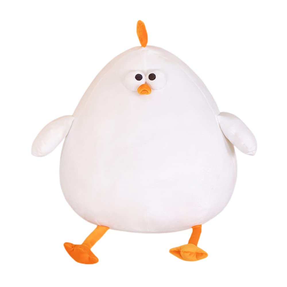 Funny Fat Chicken Plush Pillow 17.7" Cute Plush Chicken Pillow Super Soft Simulation Mother Hen Doll Chicken Plush Neck Pillow Chicken Stuffed Animal forKids' Plush Toy Pillows Festival Gifts (White)