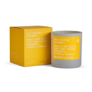 Anecdote 'Mid-Century Modern' Coconut Soy Wax Candle Tumbler | Premium Hand Poured & Long Burning | Amber & Vanilla Scent | Phthalate-Free | for Home, Office, Gift - 9 Oz