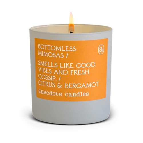 Anecdote Candles 'Bottomless Mimosas' Coconut Soy Wax Candle | Premium Hand Poured & Long Burning | Citrus & Bergamot Scent | Phthalate-Free | for Home, Office, Gift - 9 Oz