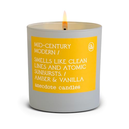 Anecdote 'Mid-Century Modern' Coconut Soy Wax Candle Tumbler | Premium Hand Poured & Long Burning | Amber & Vanilla Scent | Phthalate-Free | for Home, Office, Gift - 9 Oz