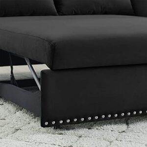 HolakiVelvet Pull Out Sofa Bed Loveseat Sofa Couch with USB Charging Port