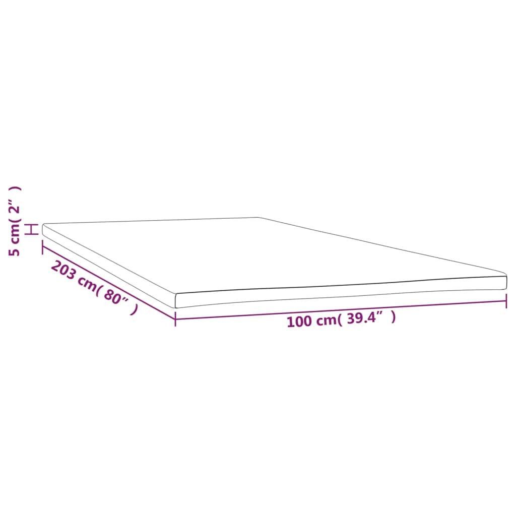 vidaXL Twin XL Mattress Topper 39.4"x79.9"x2" - Breathable Foam Bed Topper with 100% Polyester Skin-Friendly Fabric Cover - Versatile Use & Pain Relief Support