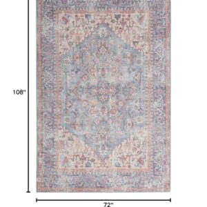 Nicole Curtis Machine Washable Series 1 Traditional Blue/Multi 6' x 9' Area -Rug, Easy -Cleaning, Non Shedding, Bed Room, Living Room, Dining Room, Kitchen (6x9)