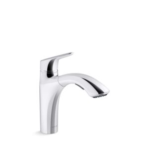 Kohler 30468-CP Rival Single Handle Pull-Out Kitchen, Laundry, Utility Sink Faucet, Polished Chrome, 1.5 gpm