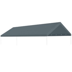 strong camel carport replacement canopy cover 10' x 20' pe fabric for tent car garage shelter top tarp cover with ball bungees grey color (only top cover, frame is not included)