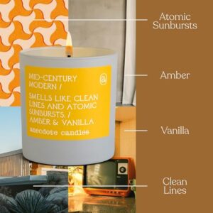 Anecdote 'Mid-Century Modern' Coconut Soy Wax Candle Tumbler | Premium Hand Poured & Long Burning | Amber & Vanilla Scent | Phthalate-Free | for Home, Office, Gift - 9 Oz