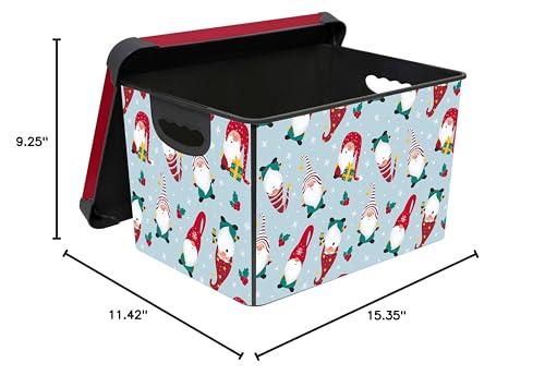 Simplify “Gnome Sweet Gnome Design Storage Bin | Christmas Tote | Holiday Décor Decorations Organizer | Lidded | Stackable | White