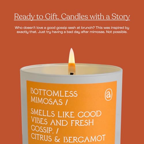 Anecdote Candles 'Bottomless Mimosas' Coconut Soy Wax Candle | Premium Hand Poured & Long Burning | Citrus & Bergamot Scent | Phthalate-Free | for Home, Office, Gift - 9 Oz