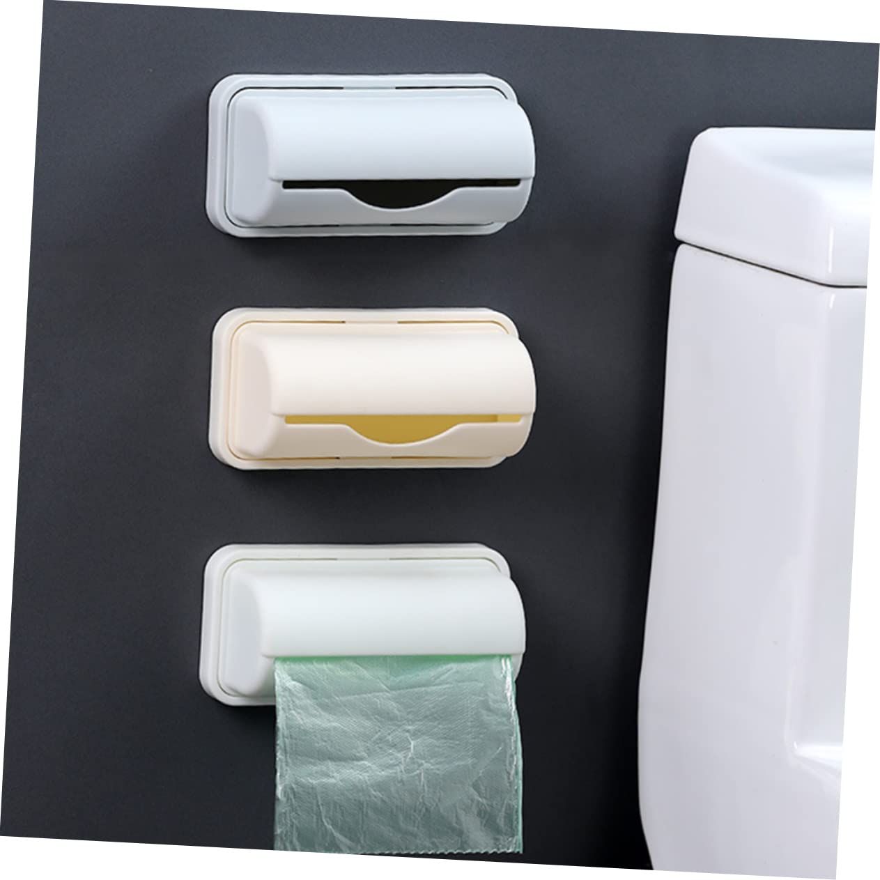 CORHAD Plastic Container 3 pcs Plastic Dispenser Cases Adhesive Mount Mounted Garbage Wall Container Bag Holder Bags Containers Storage Trash Plastic Containers