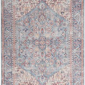 Nicole Curtis Machine Washable Series 1 Traditional Blue/Multi 6' x 9' Area -Rug, Easy -Cleaning, Non Shedding, Bed Room, Living Room, Dining Room, Kitchen (6x9)