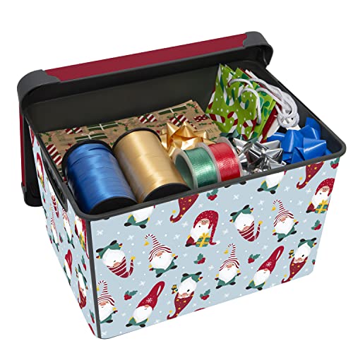 Simplify “Gnome Sweet Gnome Design Storage Bin | Christmas Tote | Holiday Décor Decorations Organizer | Lidded | Stackable | White