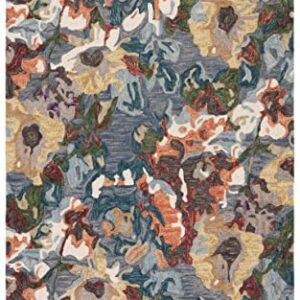 SAFAVIEH Blossom Collection Accent Rug - 3' x 5', Light Blue & Rust, Handmade French Country Floral Wool, Ideal for High Traffic Areas in Entryway, Living Room, Bedroom (BLM464L)