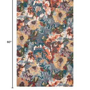 SAFAVIEH Blossom Collection Accent Rug - 3' x 5', Light Blue & Rust, Handmade French Country Floral Wool, Ideal for High Traffic Areas in Entryway, Living Room, Bedroom (BLM464L)