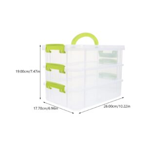 Zerodeko Tool Box 3-Tiers Storage Box, Stackable Carry Box Transparent Storage Bin Portable Storage Container Plastic Storage Case Art Supply Organizer for Organizing Sewing Suitcase