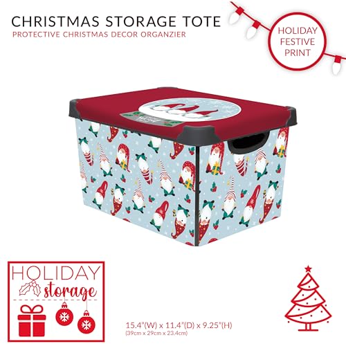 Simplify “Gnome Sweet Gnome Design Storage Bin | Christmas Tote | Holiday Décor Decorations Organizer | Lidded | Stackable | White