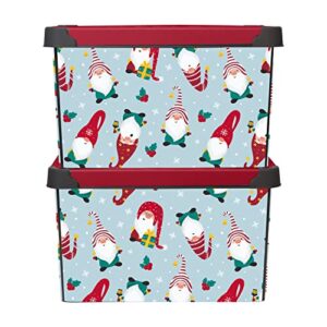 Simplify “Gnome Sweet Gnome Design Storage Bin | Christmas Tote | Holiday Décor Decorations Organizer | Lidded | Stackable | White