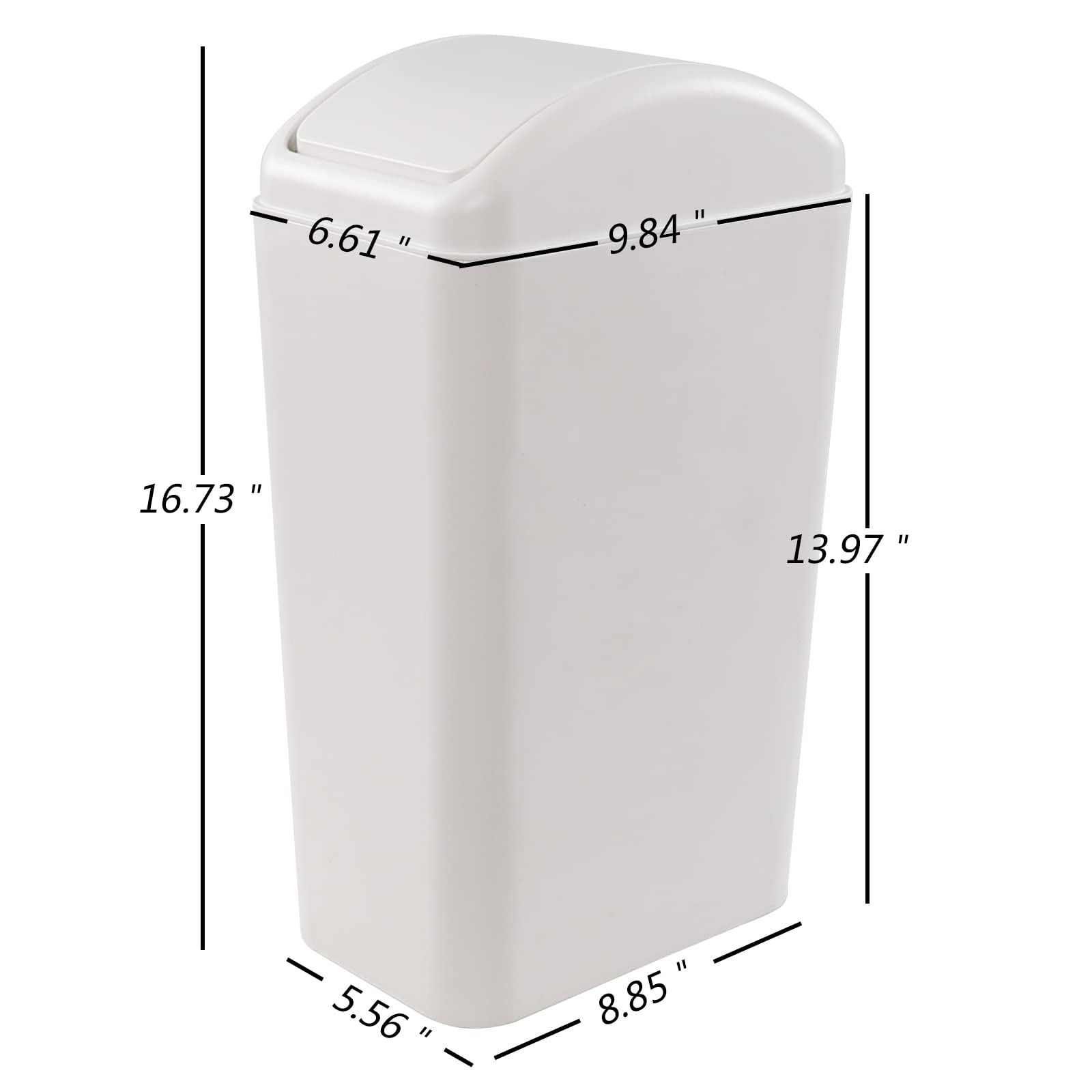 Qqbine 3.5 Gallon Slim Trash Can with Swing Lid, Swing Top Plastic Garbage Bins