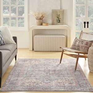 Nicole Curtis Machine Washable Series 1 Traditional Blue/Multi 6' x 9' Area -Rug, Easy -Cleaning, Non Shedding, Bed Room, Living Room, Dining Room, Kitchen (6x9)