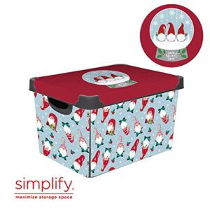 Simplify “Gnome Sweet Gnome Design Storage Bin | Christmas Tote | Holiday Décor Decorations Organizer | Lidded | Stackable | White