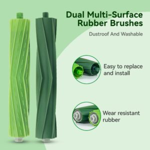 Replacement Parts for iRobot Roomba i7 i7+ i3 i3+ i4 i4+i6 i6+ i8 i8+/Plus E5 E6-2 Sets of Multi-Surface Rubber Brushes, 8 Filters, 8 Edge-Sweeping Brushes - Efficient Cleaning and Maintenance