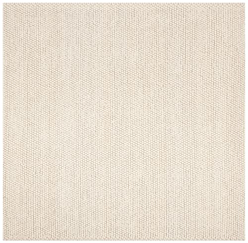 Safavieh Natura Collection Area Rug - 8' Square, Ivory, Handmade Wool, Ideal for High Traffic Areas in Living Room, Bedroom (NAT620A)