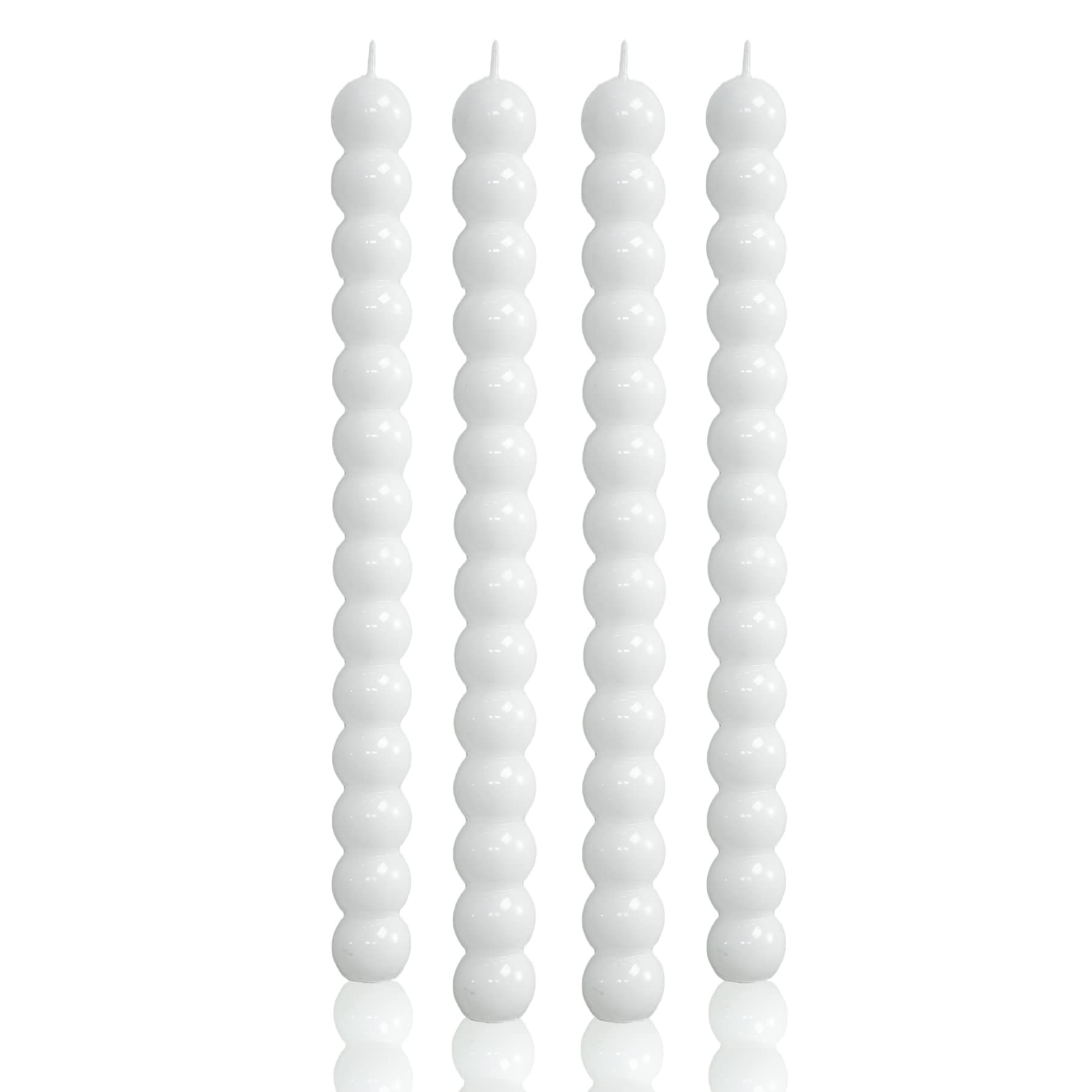 MAITREYA White Taper Candles Conical Stick Candles Spiral Taper Candles-Set of 4 for Decoration Weddings Party Church-Unscented Dripless Candles,10inch(D-White)