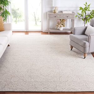 safavieh metro collection area rug - 9' x 12', natural & ivory, handmade wool, ideal for high traffic areas in living room, bedroom (met998a)