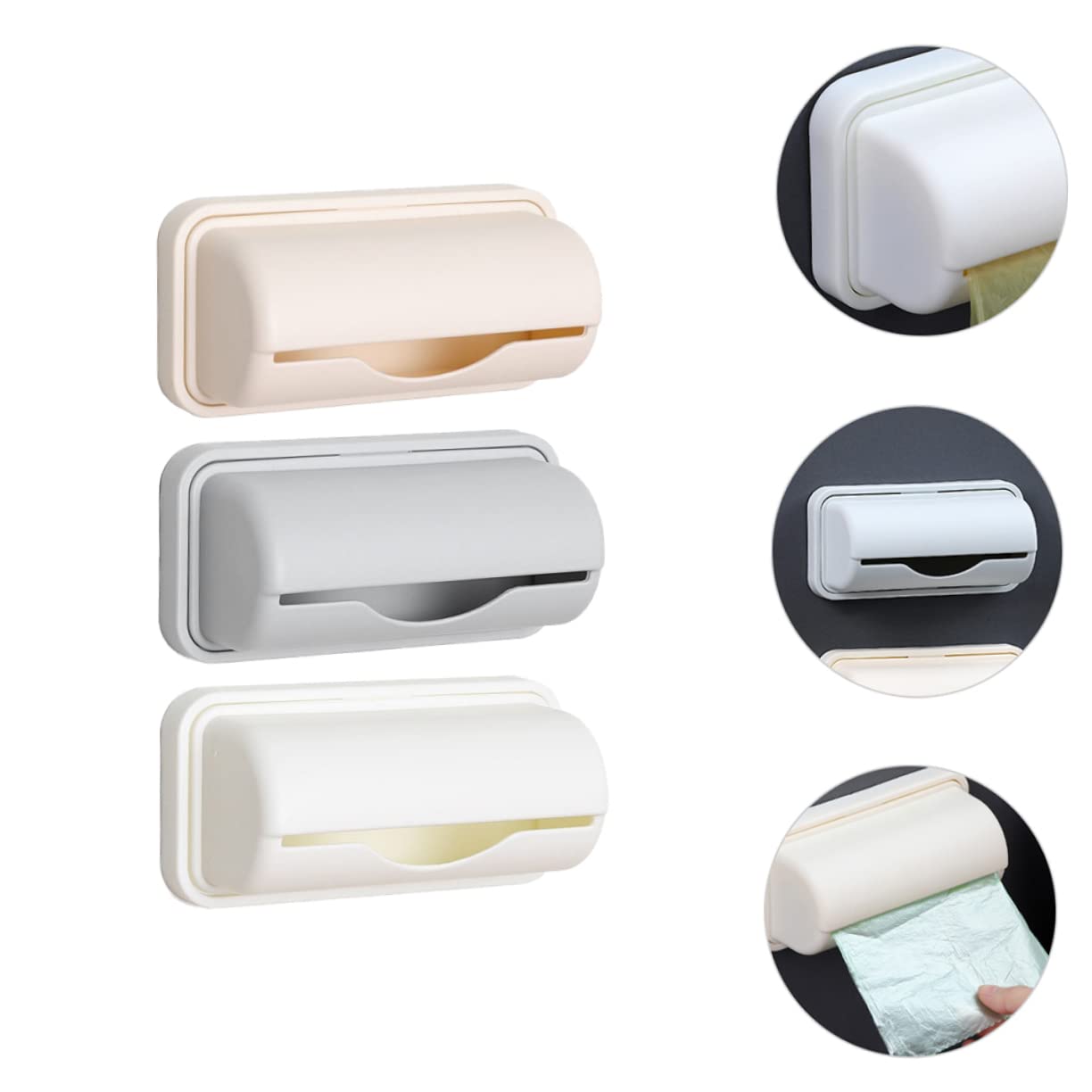 CORHAD Plastic Container 3 pcs Plastic Dispenser Cases Adhesive Mount Mounted Garbage Wall Container Bag Holder Bags Containers Storage Trash Plastic Containers