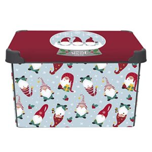 Simplify “Gnome Sweet Gnome Design Storage Bin | Christmas Tote | Holiday Décor Decorations Organizer | Lidded | Stackable | White